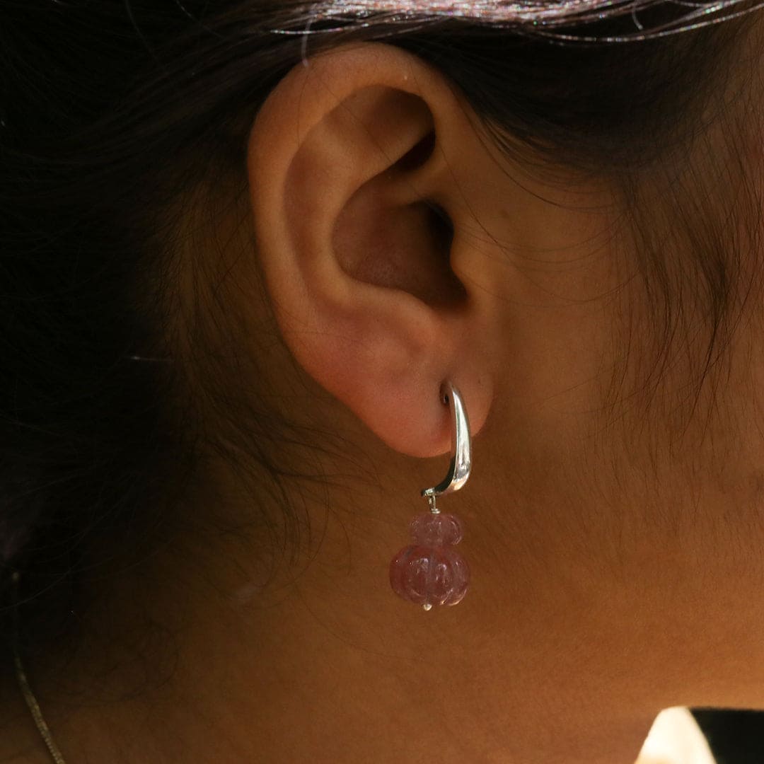 Faceted stone Earrings - Wine - Web Bazzar