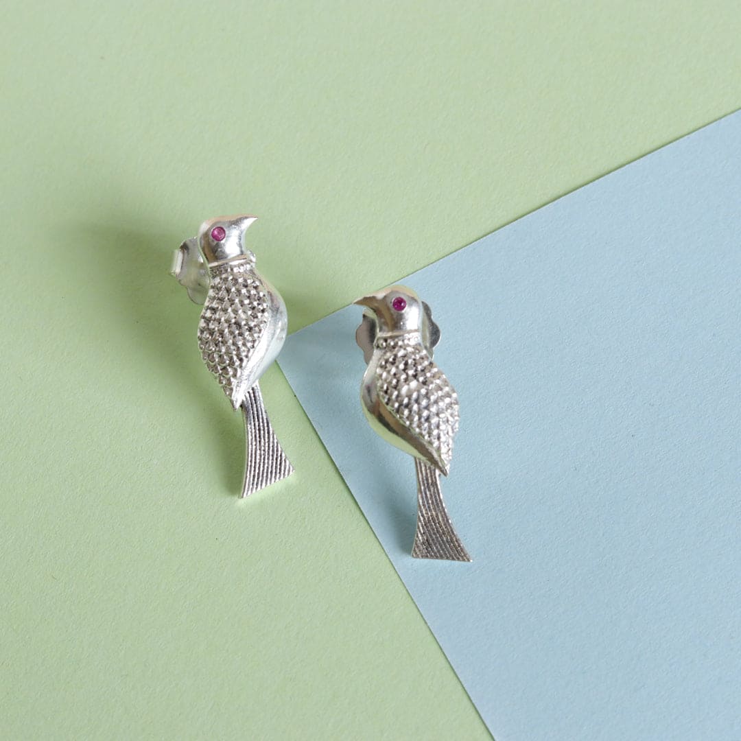 Carved Bird Earrings - Web Bazzar