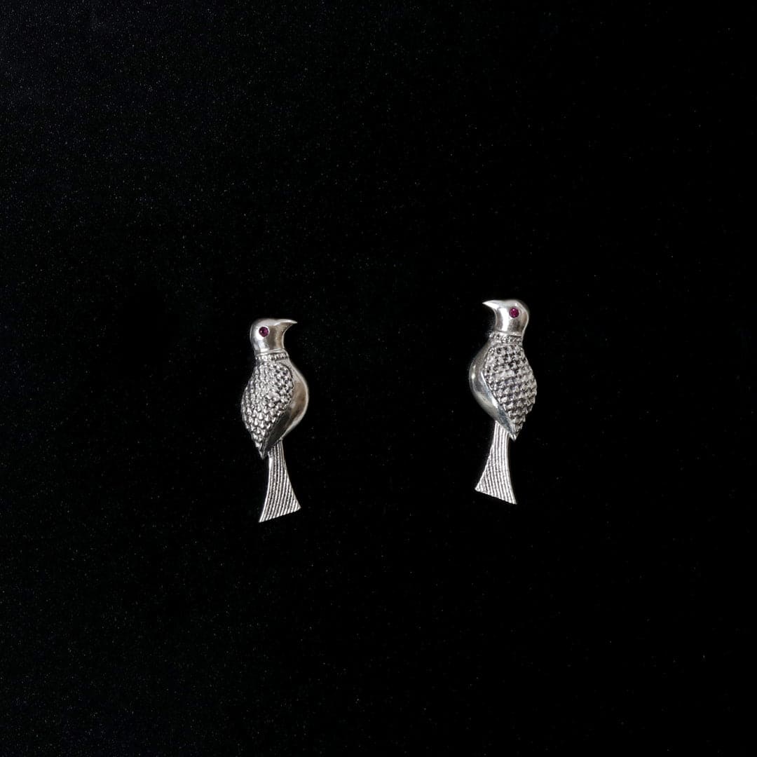 Carved Bird Earrings - Web Bazzar