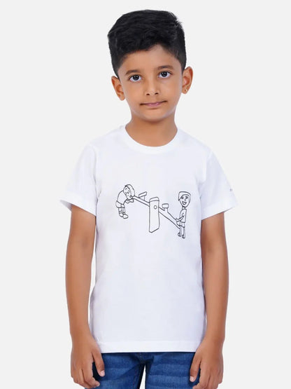 Cotton Printed T-shirt for Boy and Girl - See Saw - Web Bazzar