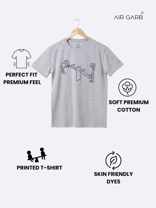 Cotton Printed T-shirt for Men and Women - See Saw - Web Bazzar