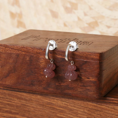 Faceted stone Earrings - Wine - Web Bazzar