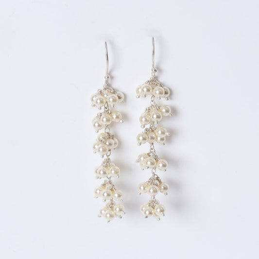 Long Pearl Bunch Earrings - Web Bazzar
