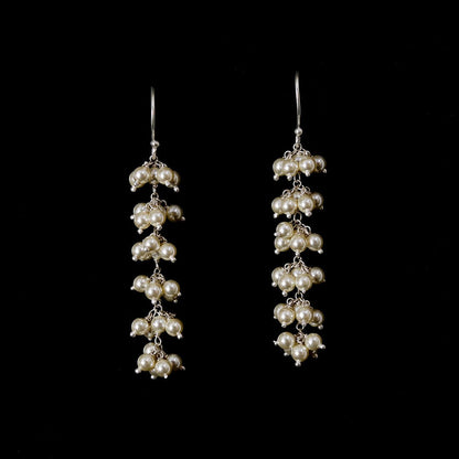 Long Pearl Bunch Earrings - Web Bazzar