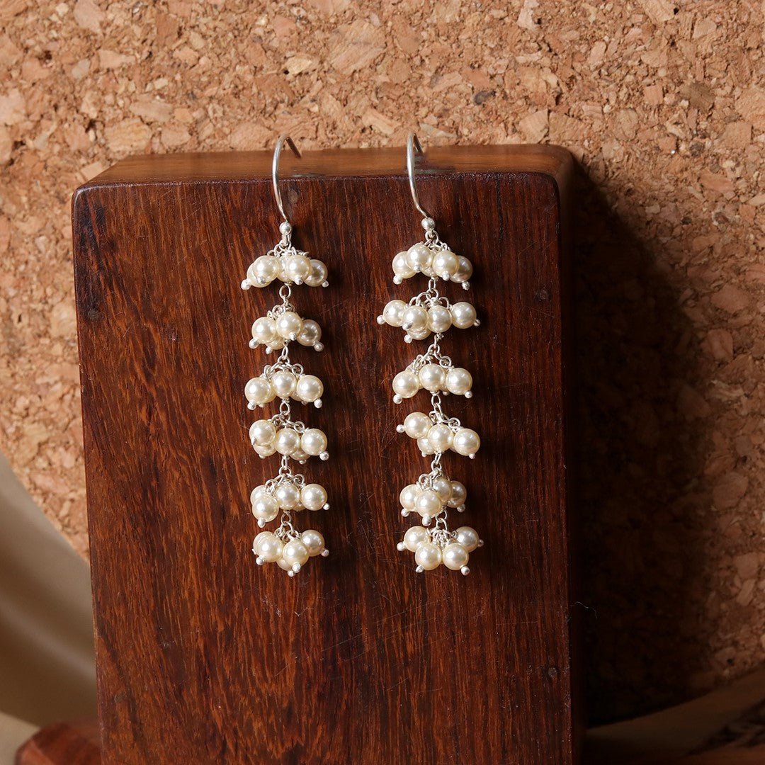 Long Pearl Bunch Earrings - Web Bazzar