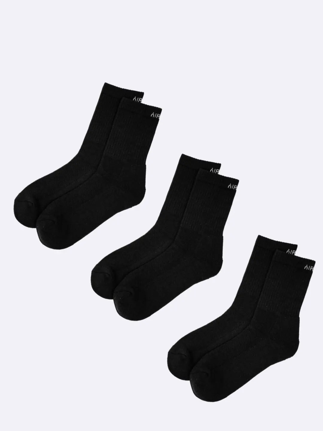 Premium Cotton Crew Socks for Men and Women Pack of 3 Pairs - Black - Web Bazzar