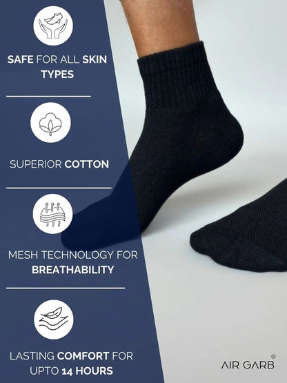 Pure Cotton Ankle Socks for Men and Women Pack of 3 Pairs - Web Bazzar