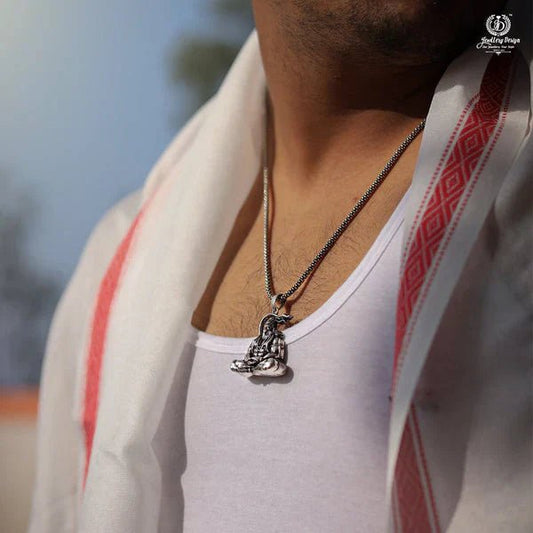 Shri Hanuman Ji Silver Locket With Chain - Web Bazzar